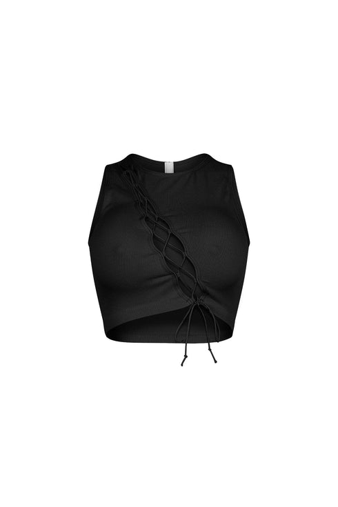 Vogue Lace Up Cutout Crop Top